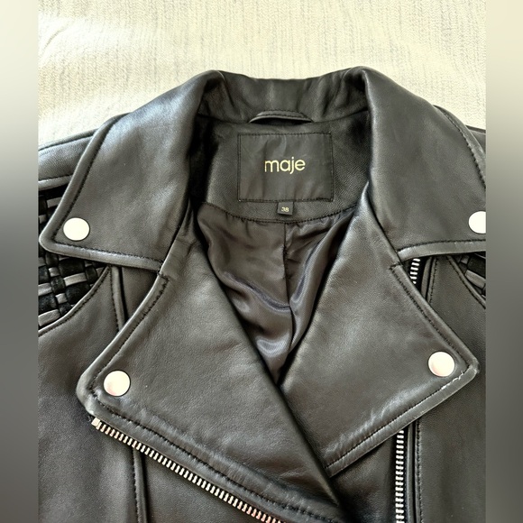 Maje Leather Biker Jacket size EU 38 (US Small-Medium) - Picture 2 of 10